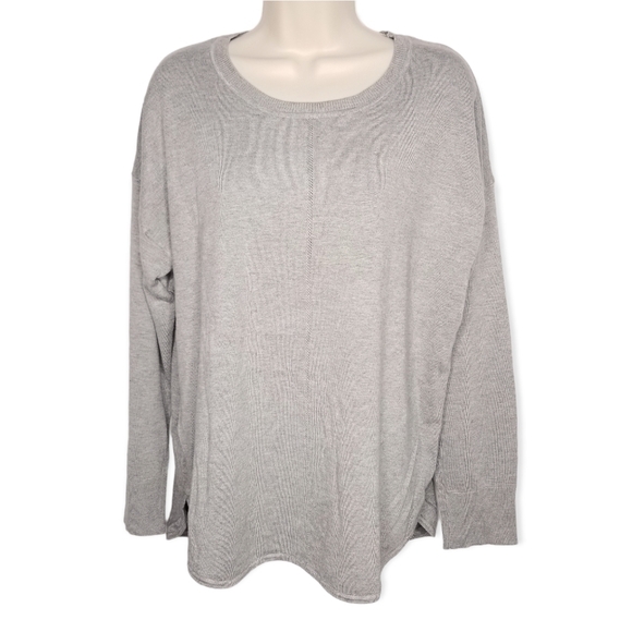 Ellen Tracy Gray Crew Neck Long Sleeve Knit Sweater Women's Size Large - Picture 1 of 6